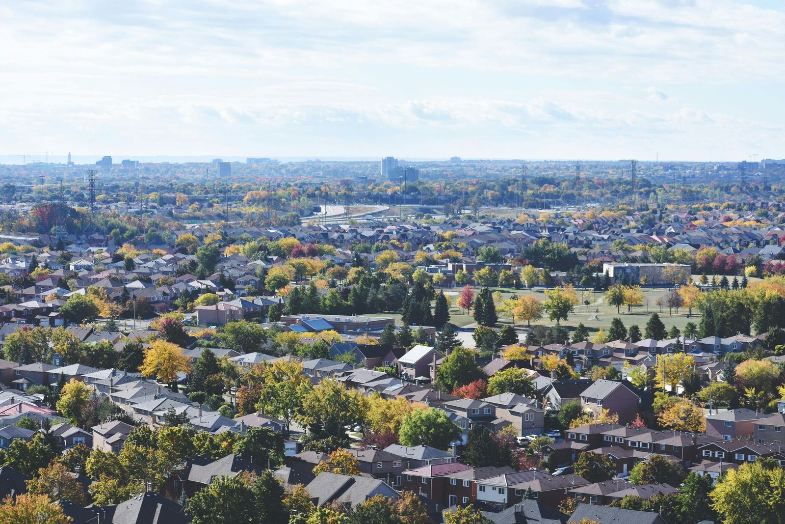 Aerial view of a London, Ontario residential neighbourhood